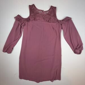 Maurices Mauve Lace Cold Shoulder Dress